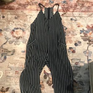 M navy blue and white strip romper